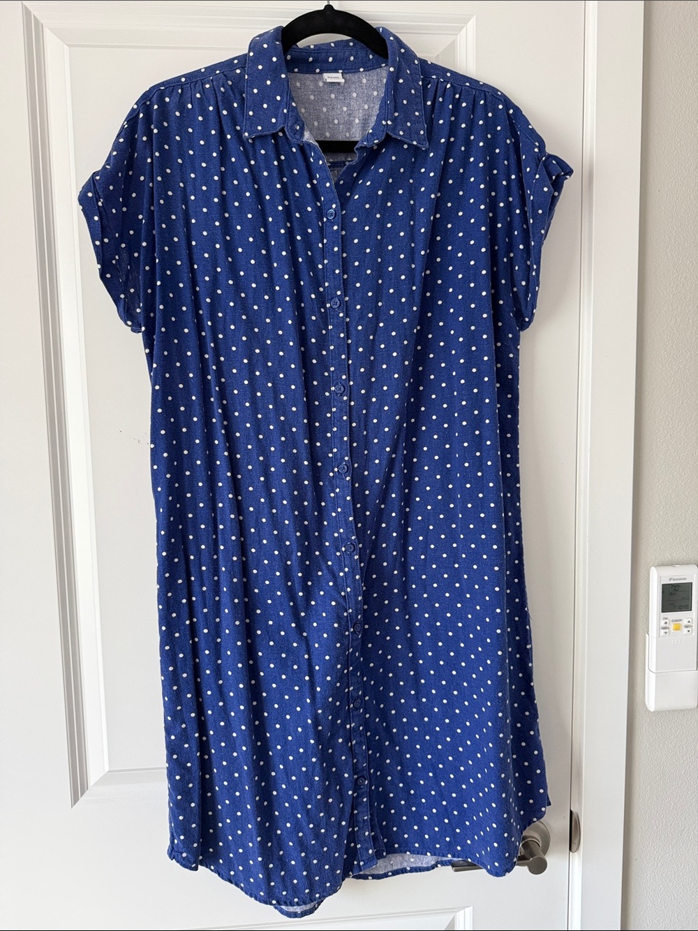 Old Navy Blue Polka Dot Button-Front Shirt dress
